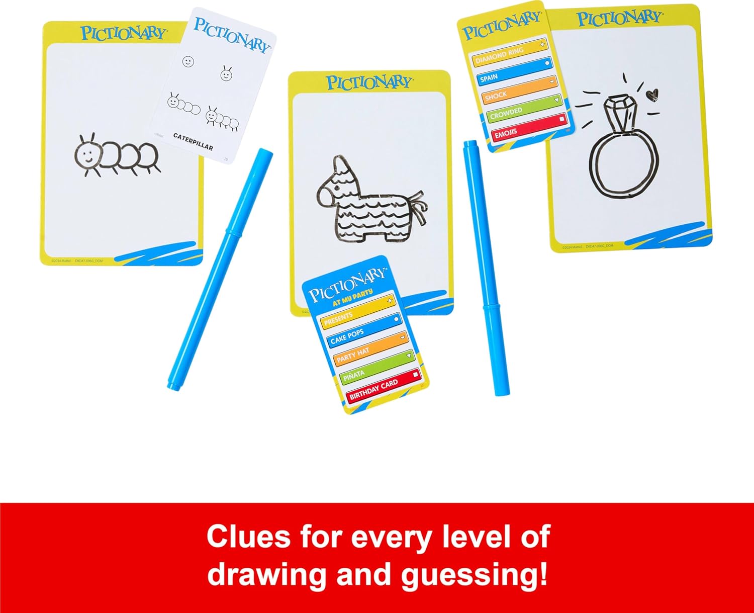 Mattel Games Pictionary Family Board Game for Kids, Adults and Game Night for 2 Teams with Erasable Markers, Boards and Sand Timer - Image 5