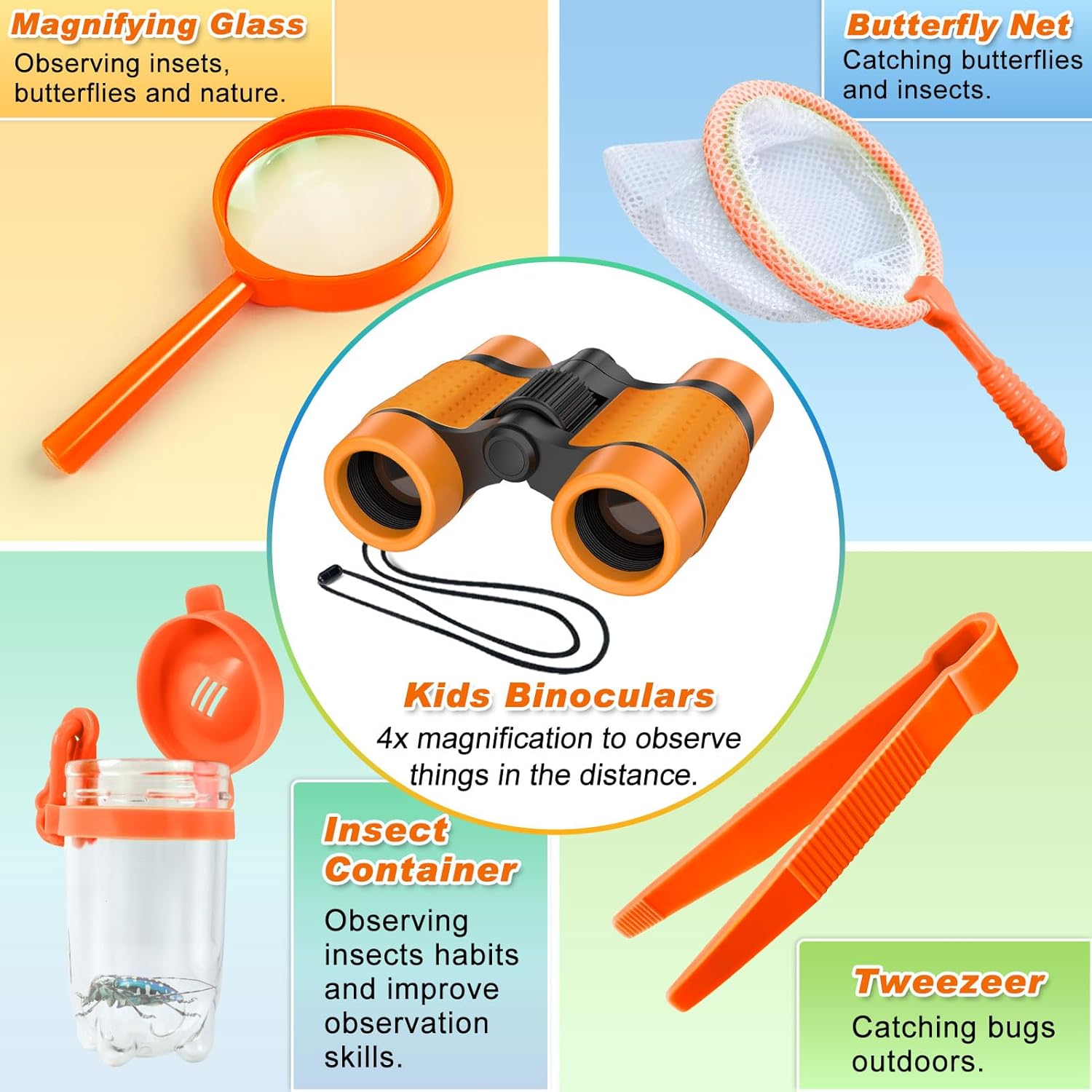 YOPINSAND Kids Explorer Kit & Bug Catcher Kit, Camping Gear for Kids, Outdoor Exploration Set with Backpack & Hat, Binoculars, Ideal Outdoor Camping Adventure Toys for Boys Girls 3-12 - Image 4