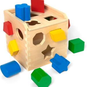 Melissa & Doug Shape Sorting Cube – Classic Wooden Toy With 12 Shapes