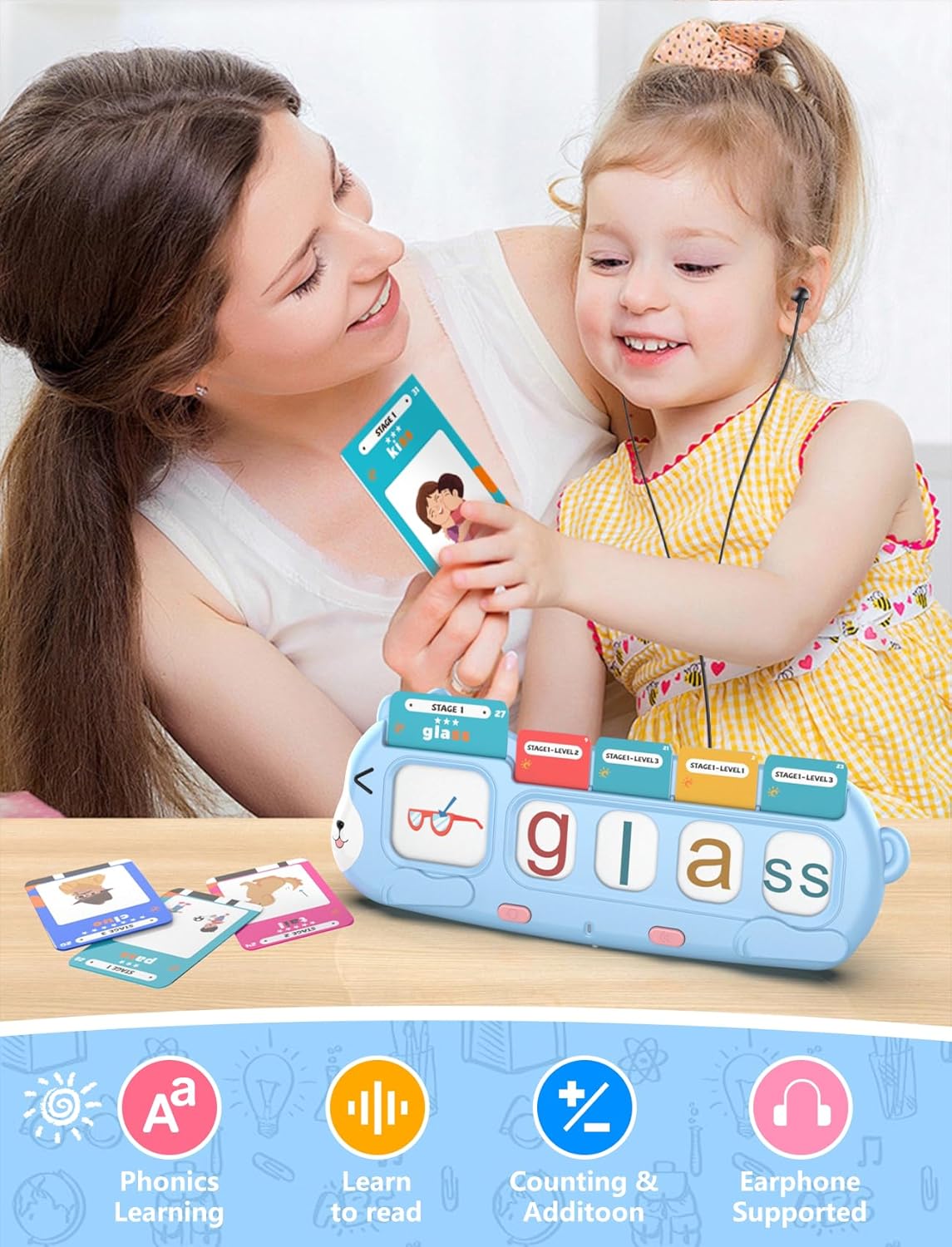 QuTZ Phonics Learning Toy for Preschool Kids – Talking Flash Cards with Sound Machine, Word Blending & Math Games – Educational Reading & Counting Activity Set 4-8 - Image 7