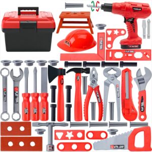 Kids Tool Set, 55 Pcs Kids Tool Set Pretend Play Toys with Box and Electronic Toy Drill, Toy for Toddler Boys Girl Kid Child Ages 3+