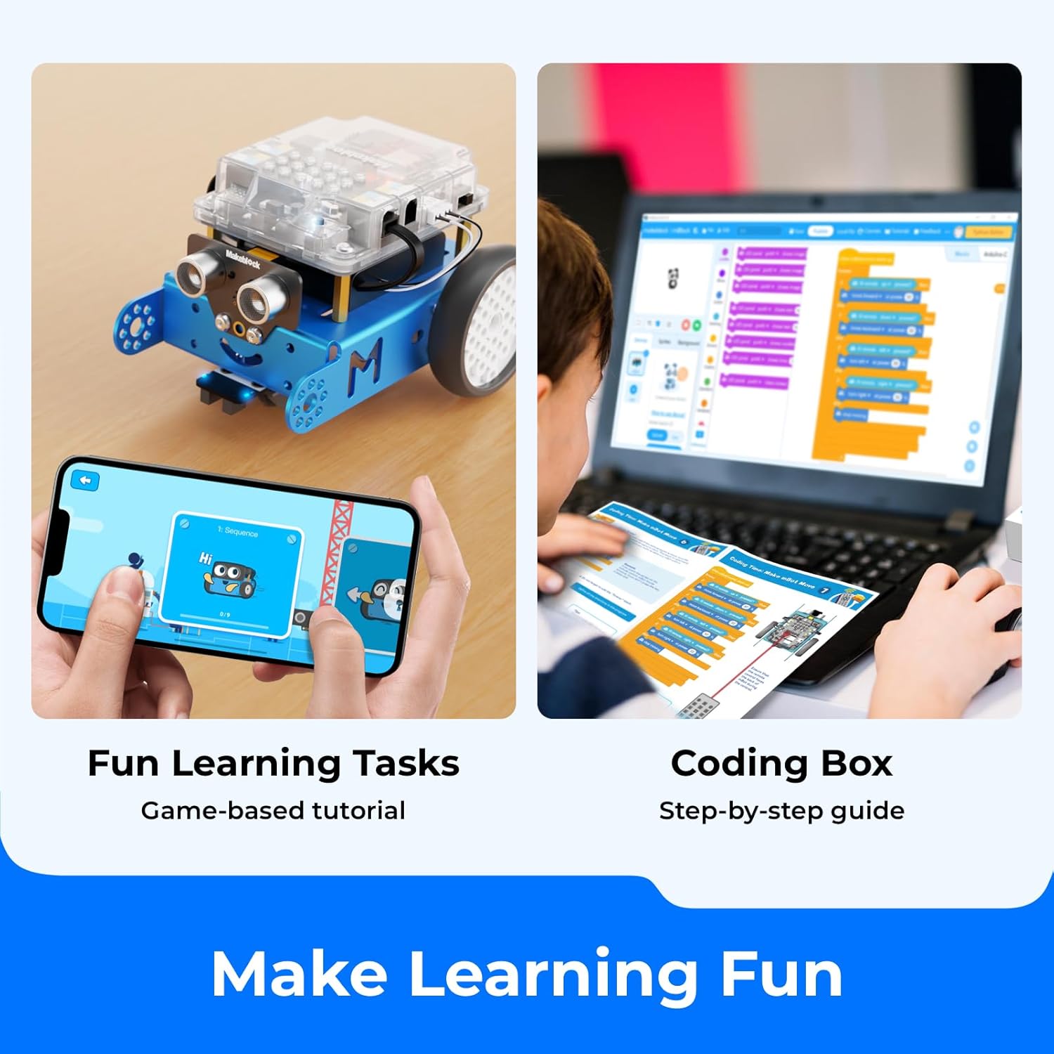 Makeblock mBot Robot Kit with Scratch Coding Box, STEM Projects for Kids Learn to Code with Scratch Arduino, Programmable Robot with 4 Programming Learning Projects, Gifts for Boys Girls Aged 8-12 - Image 3
