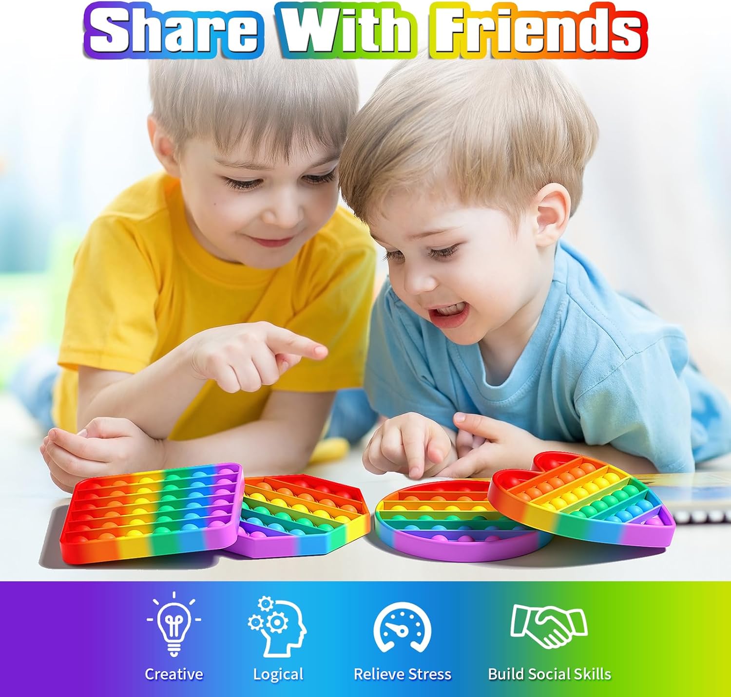 4 Pack Fidget Toys,Pop Fidgets Pack Party Favors for Kids & Adults,Push Sensory Toys Bulk Toddler Toys,Stress Relief Gifts for Easter,Christmas,Birthday,Party Supplies,Classroom - Image 3