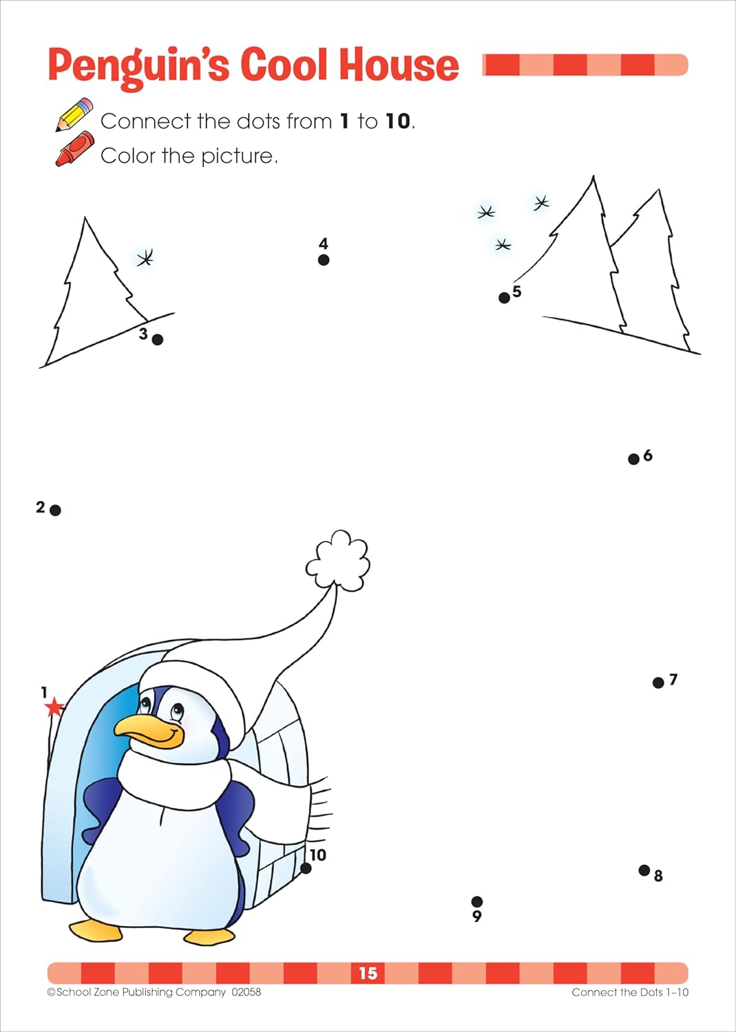 School Zone Connect the Dots Workbook: 32 Pages, Preschool, Kindergarten, Dot-to-Dots, Counting, Number Puzzles, Numbers 1-10, Coloring, Ages 3 to 5 (Get Ready! Book Series) - Image 5