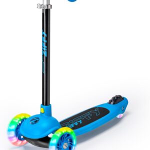 JOVA ZIFFY Multicolor 3 Wheel Scooter for Kids 3-5, Toddler Kick Scooters with LED Light-Up Wheels for Boys and Girls, 5 Adjustable Height and Lean-to-Steer Design, Support up to 110 lbs