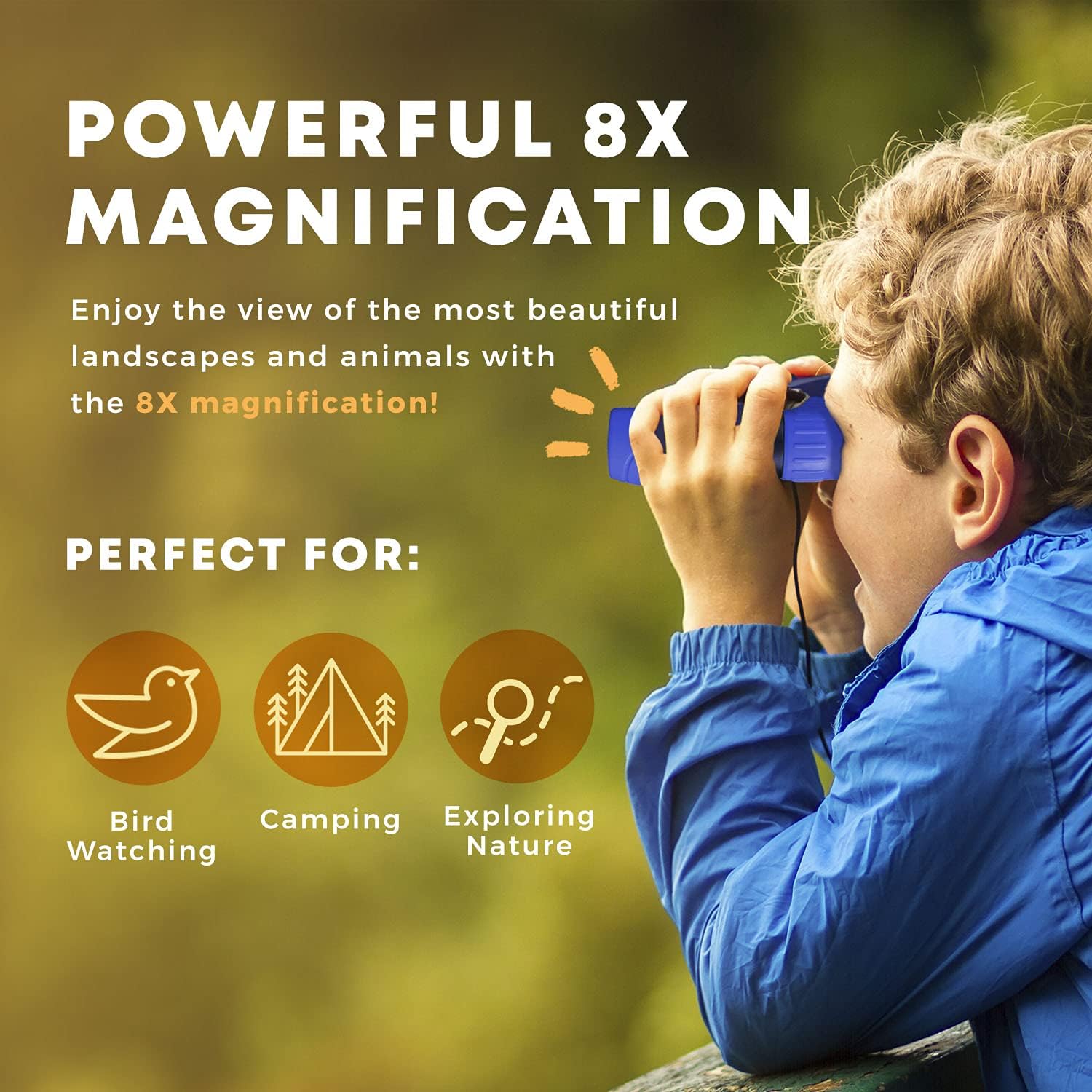 Binoculars for Kids – Perfect Toy for Little Boys and Girls – Extensive Set Incl. Magnifying Glass & Compass – Powerful Magnification 8X21 – 3 to 12 Year Old Kids for Toddler - Image 4