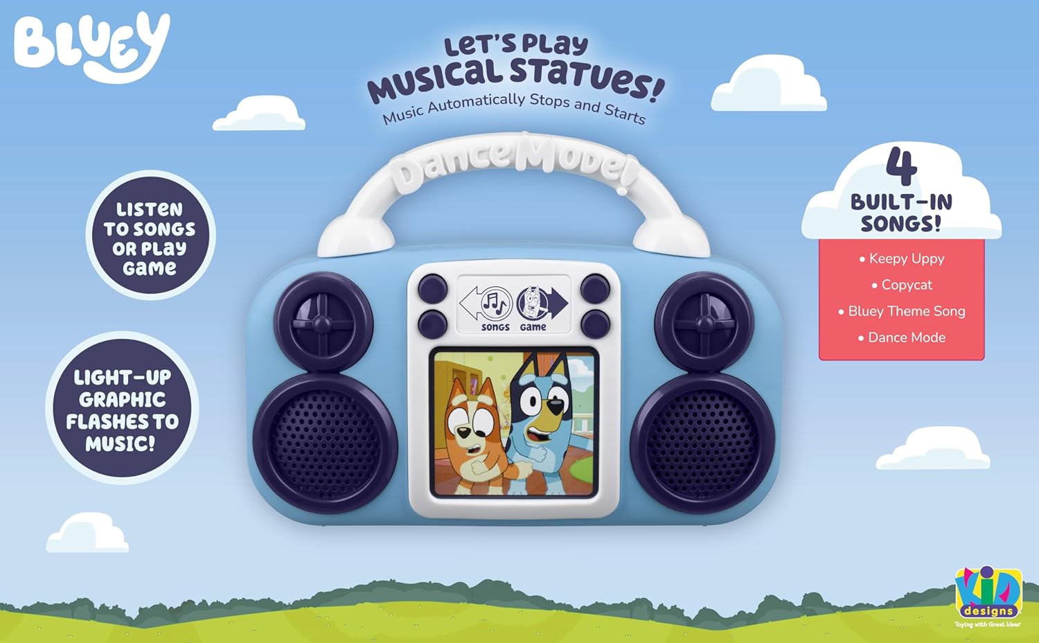eKids Bluey Toy Music Player, Toddler Toy with Built-in Music and Lights (Bluey) - Image 2
