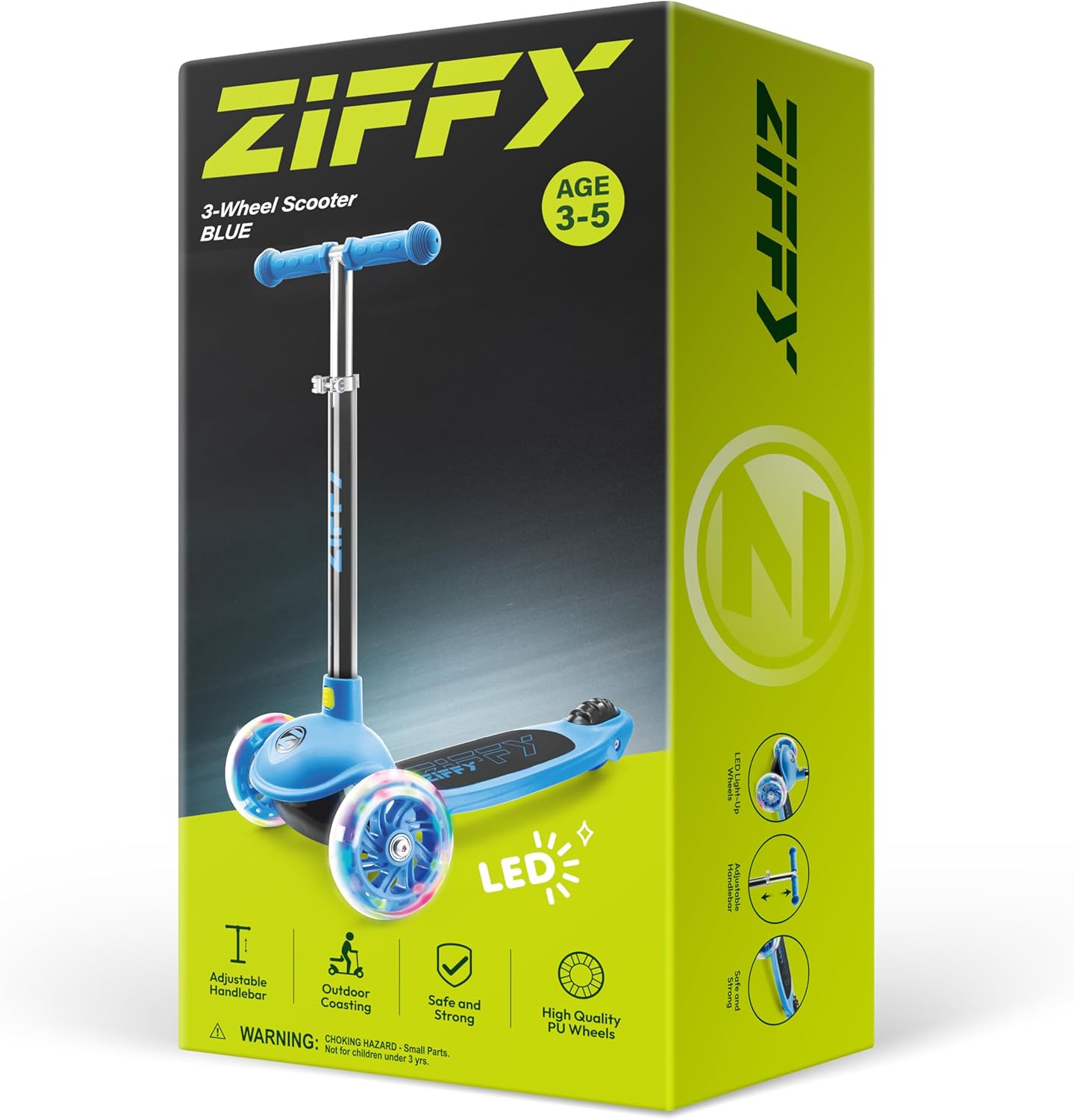 JOVA ZIFFY Multicolor 3 Wheel Scooter for Kids 3-5, Toddler Kick Scooters with LED Light-Up Wheels for Boys and Girls, 5 Adjustable Height and Lean-to-Steer Design, Support up to 110 lbs - Image 9