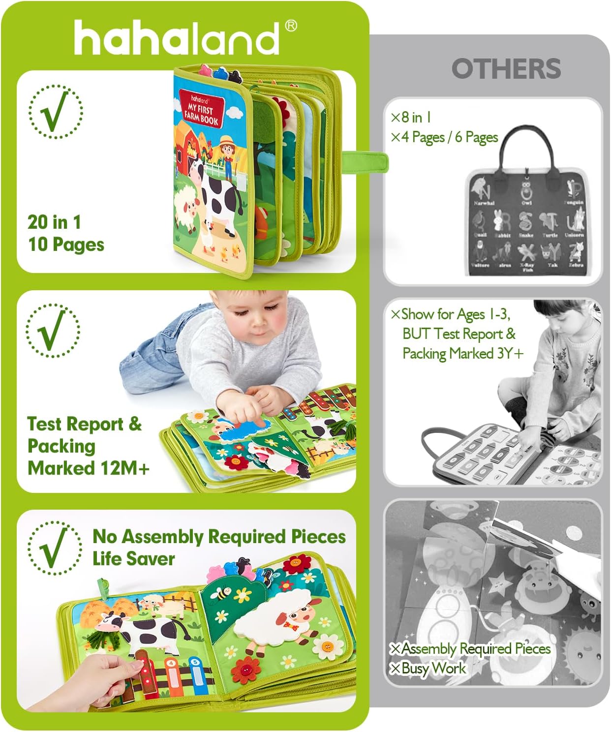 hahaland Busy Book for Toddlers 1-3 - Montessori Toys Busy Board for 1 Year Old Boy Gifts Girl Toys Educational Learning Quiet Activity Books Gifts Toddler Travel Toys for One Year Old Birthday Gift - Image 2