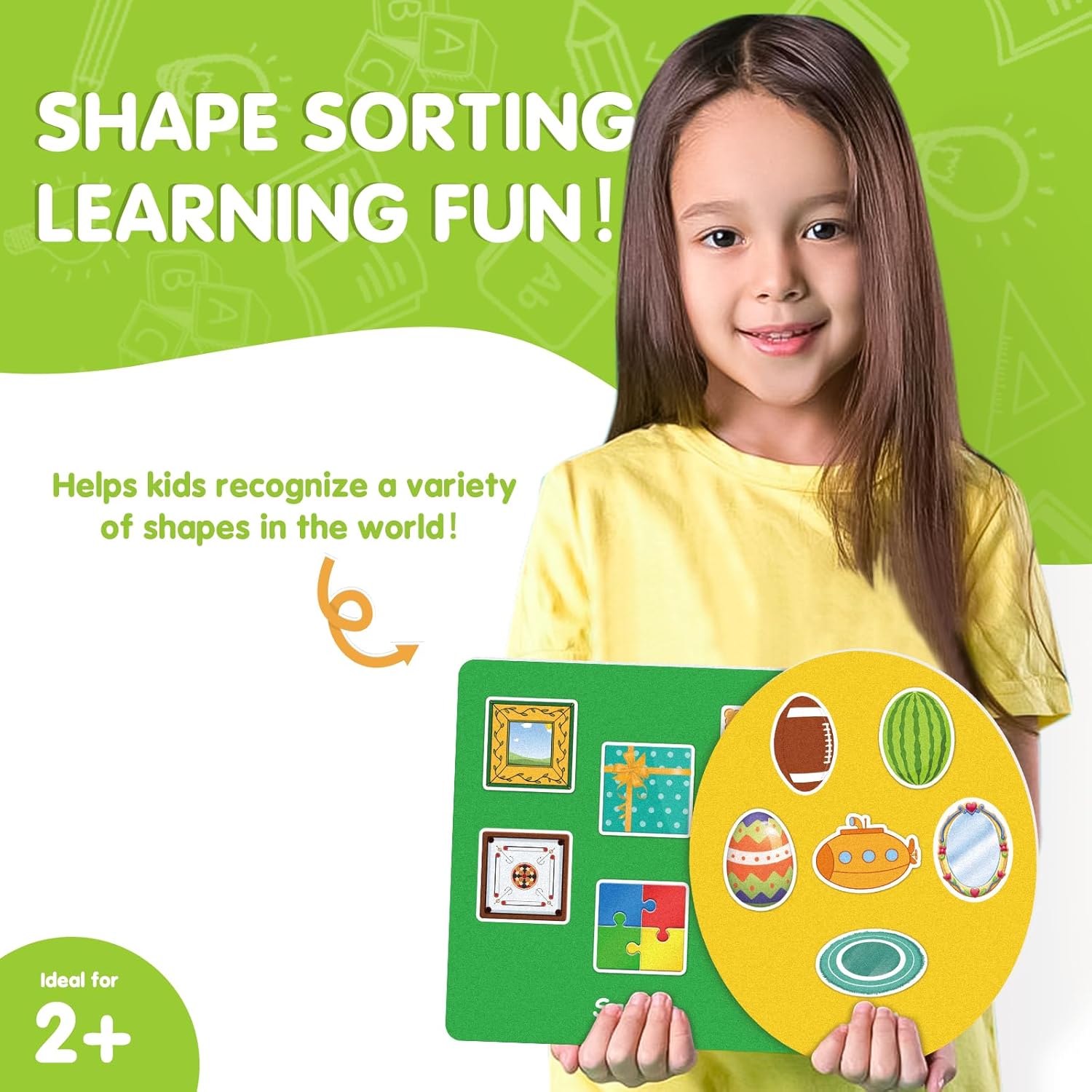 EAMAY Shape Sorter Toy for Toddler, Shape Puzzles and Matching Games Set with 8 Sorting Mats and 48 Everyday Objects Pieces - Learning Sorting Toys for Kids - Image 2