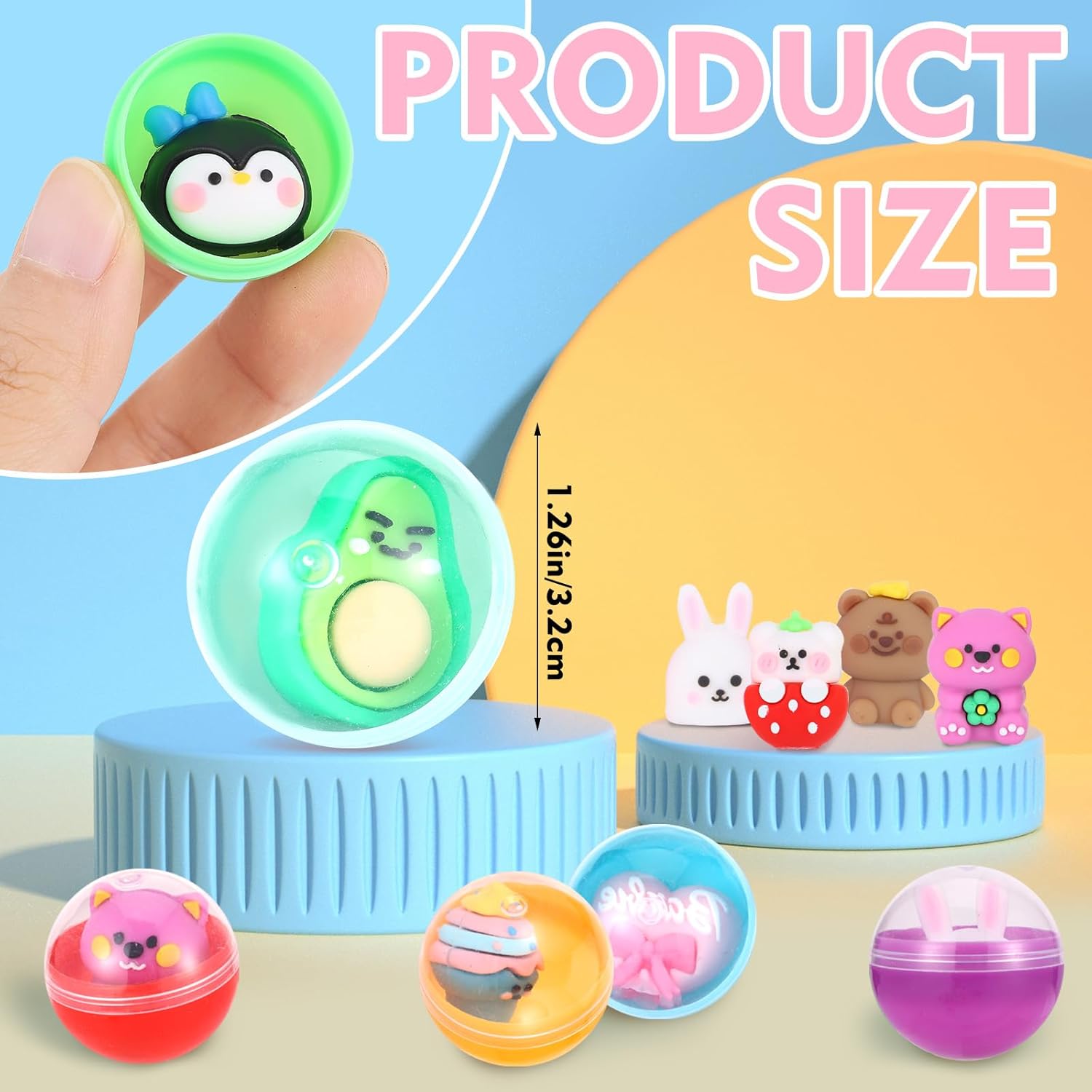 100 Pcs Gumball Machine Capsules Clear-Colored Mini Kawaii Round Capsule Toys Collection for Vending Machine Kindergarten Gift Easter Basket Stuffer Classroom Prize Party Favor 1.3 Inches - Image 2