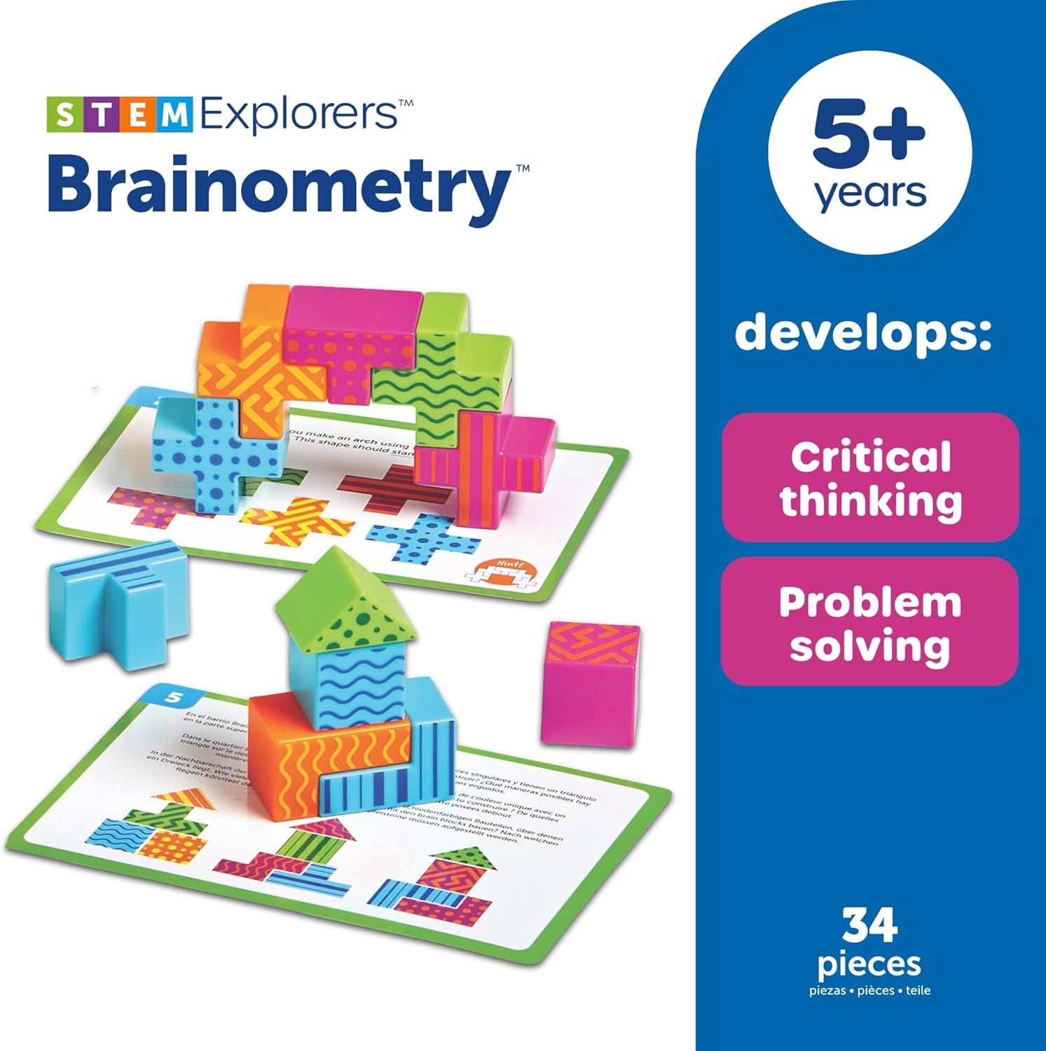 Learning Resources STEM Explorers Brainometry - 3d Puzzle, Brain Games, Brainteaser, Building Logic Toys, Gifts For Boys and Girls, Fine Motor Skills , Pattern Blocks, Math Manipulatives - Image 7