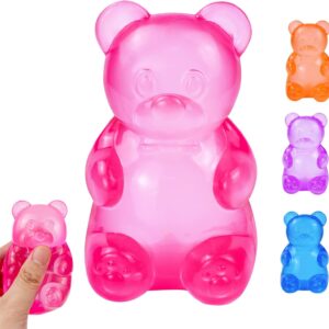 Gummy Bear Squishy, Stress Bear Taba Squishy, Taba Squishy Toys for Kids, Stress Balls Valentines Day Gifts Birthday Gifts Party Favors-Rosy
