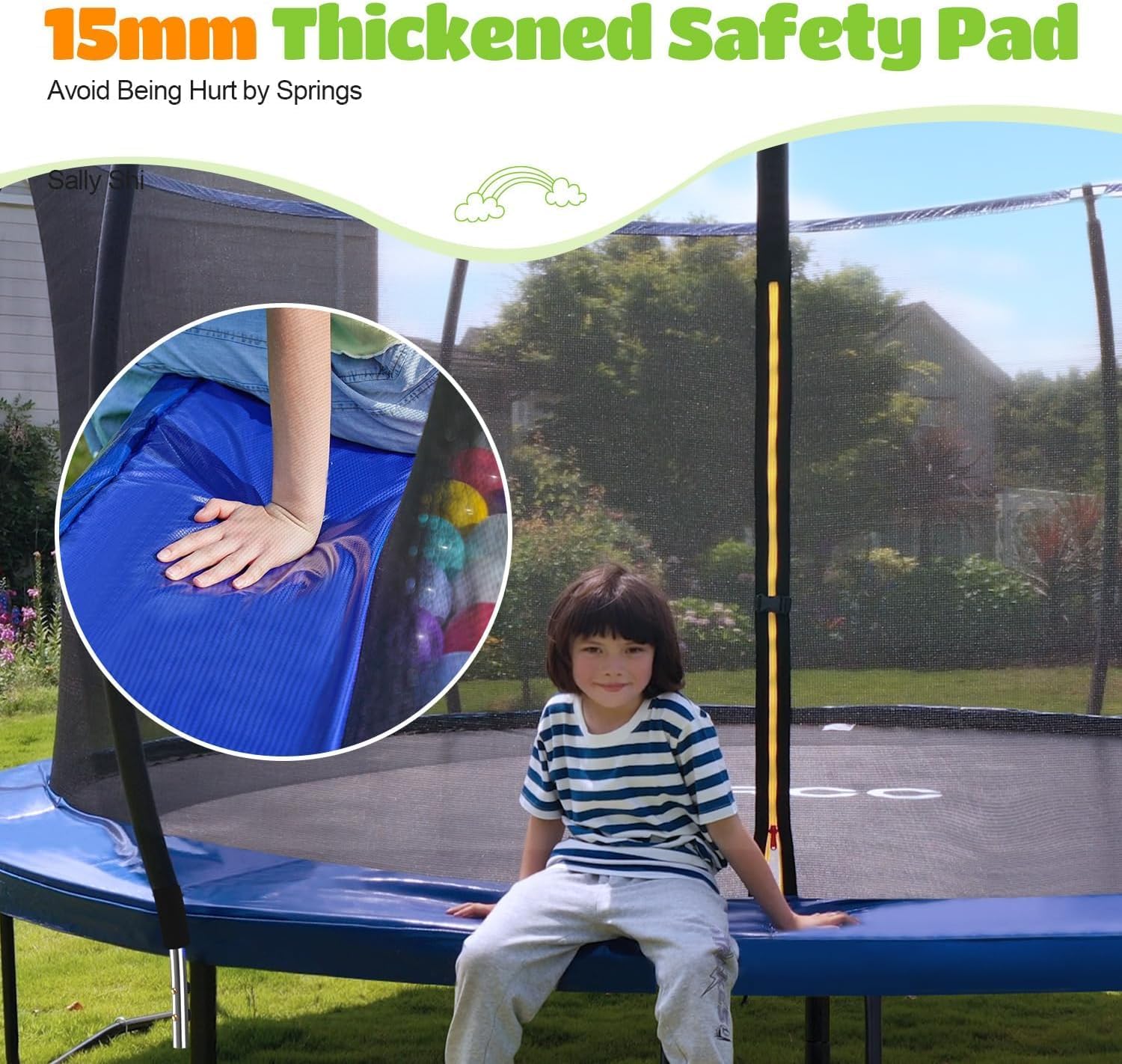ORCC Kids Trampoline, 1200LBS Weight Capacity Outdoor Trampoline 16 15 14 12 10 8FT Yard Trampolines for Kids Adults - Image 4