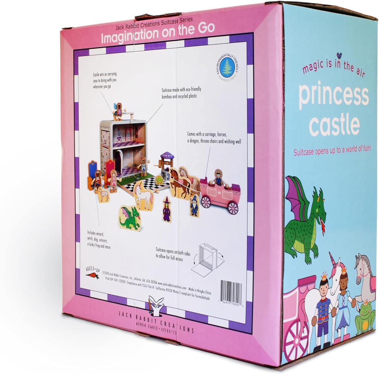 Jack Rabbit Creations Princess Suitcase Playset - 18 Pc Wooden Fantasy Set - Ages 18-36 Months - Image 4