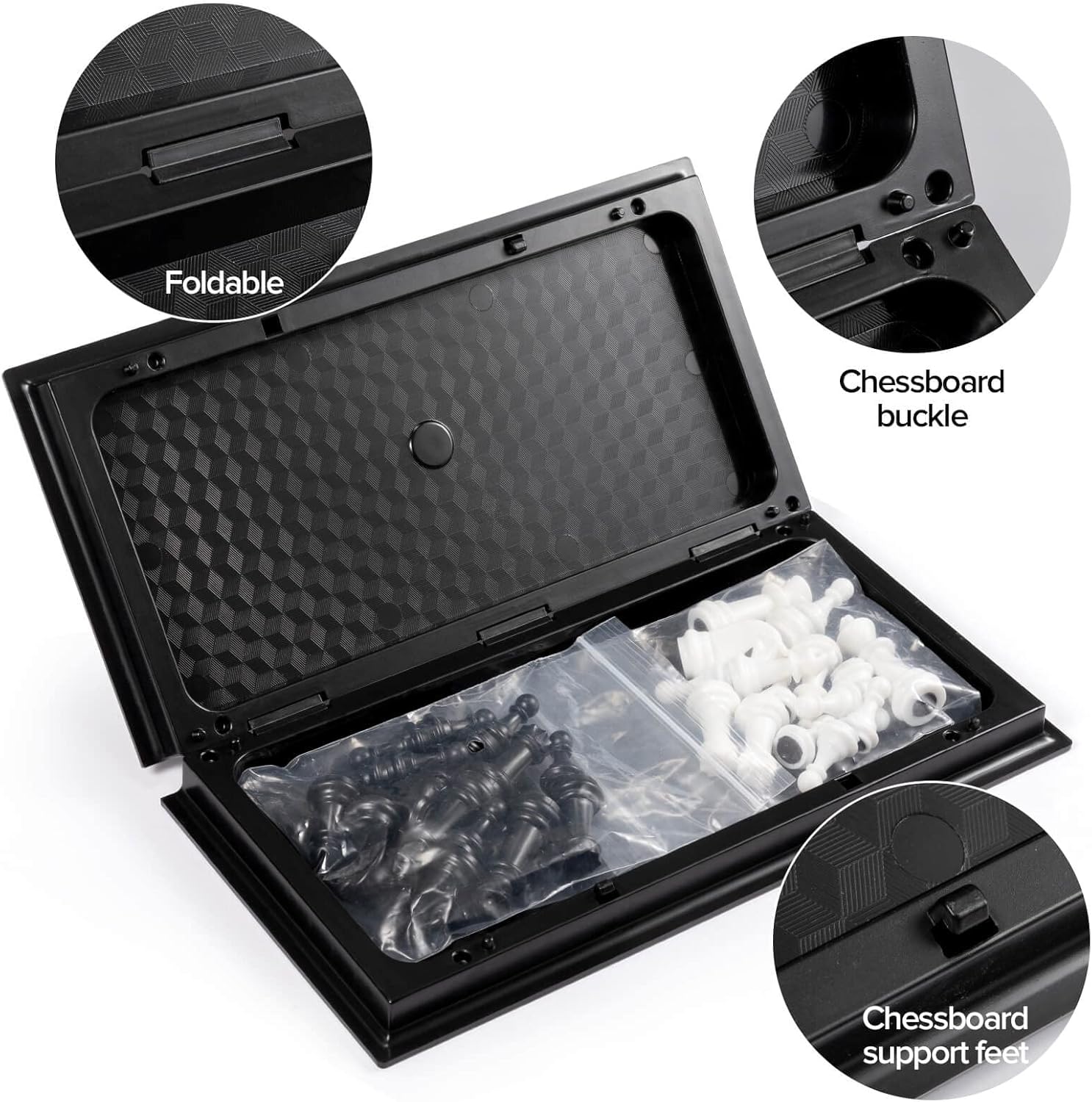 Chess Sets Travel Board Games: Magnetic Folding Chess Board with Instructions Teen Gifts Family Games Educational Toys for Kids and Adults 9.5 Inch - Image 2