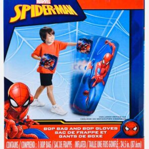 Spiderman Spider-Man Inflatable Bop Bag & Bop Gloves Set Kids Punching Bag with Gloves, Freestanding Superhero Blow Up Bouncing Boxing Bag for Exercise, Durable Heavy Duty Indoor and Outdoor – 34.5″
