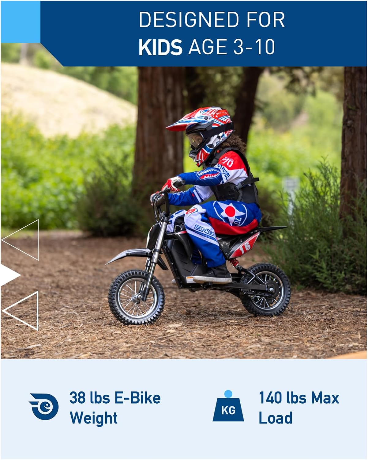 Hiboy DK1 36V Electric Dirt Bike,300W Electric Motorcycle - Up to 15.5MPH & 13.7 Miles Long-Range,3-Speed Modes Motorcycle for Kids Ages 3-10 - Image 7
