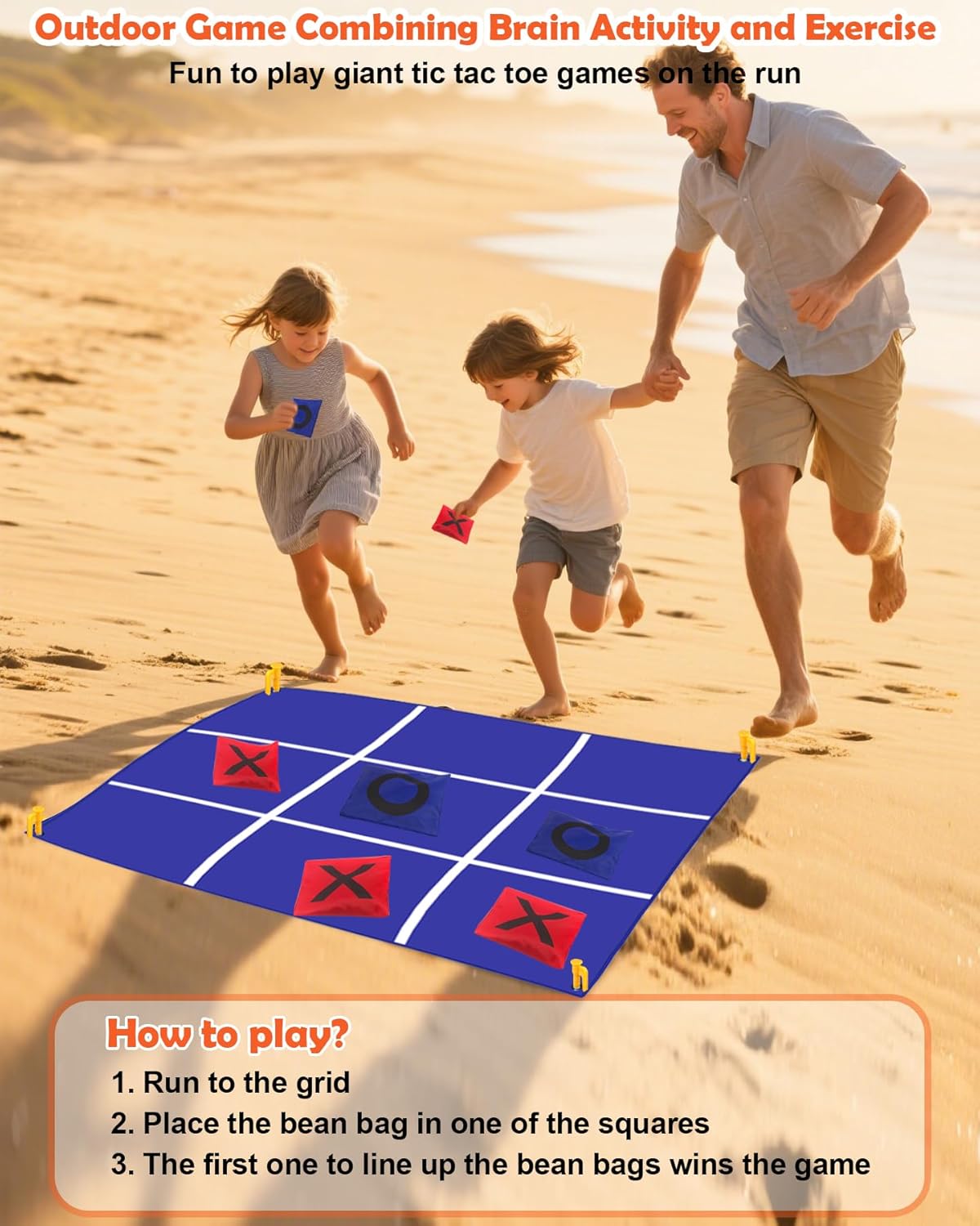 Carnival Games Set, Giant Tic Tac Toe Games, 4.5ft x 4.5ft Double-Sided, 26" Dart Board with Sticky Balls, Soft Plastic Cones Ring Toss Game Set for Kids Adults Family Outdoor Lawn Yard Birthday Party - Image 5