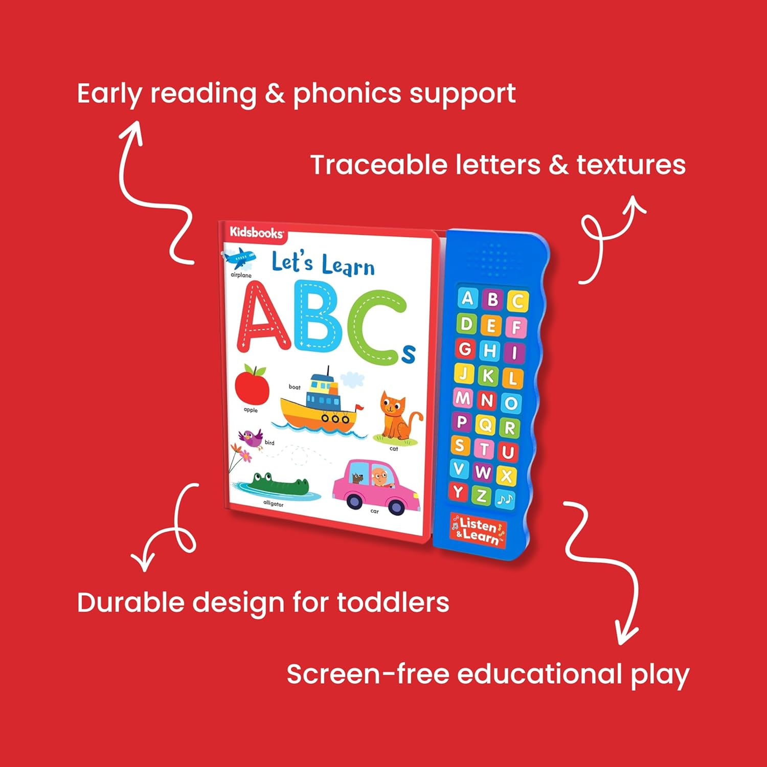 Let’s Learn ABCs – Interactive Toddler Sound Book with 27 Buttons | Tracing, Alphabet Song, Children's Board Book | Learn Letters & First Words | Fun Learning Activities for Boys & Girls - Image 9