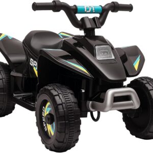 Aosom 6V Kids ATV 4-Wheeler Ride on Car, Electric Motorized Quad Battery Powered Vehicle with Forward/Reverse Switch for 18-36 Months Old Toddlers, Black
