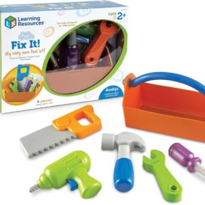 Learning Resources New Sprouts Fix It! My Very Own Tool Set – 6 Pieces, Ages 2+ Toddler Learning Toys, Develops Fine Motor Skills, Toddler Tool Set, First Tool Box, Kids Tool Set,Stocking Stuffers