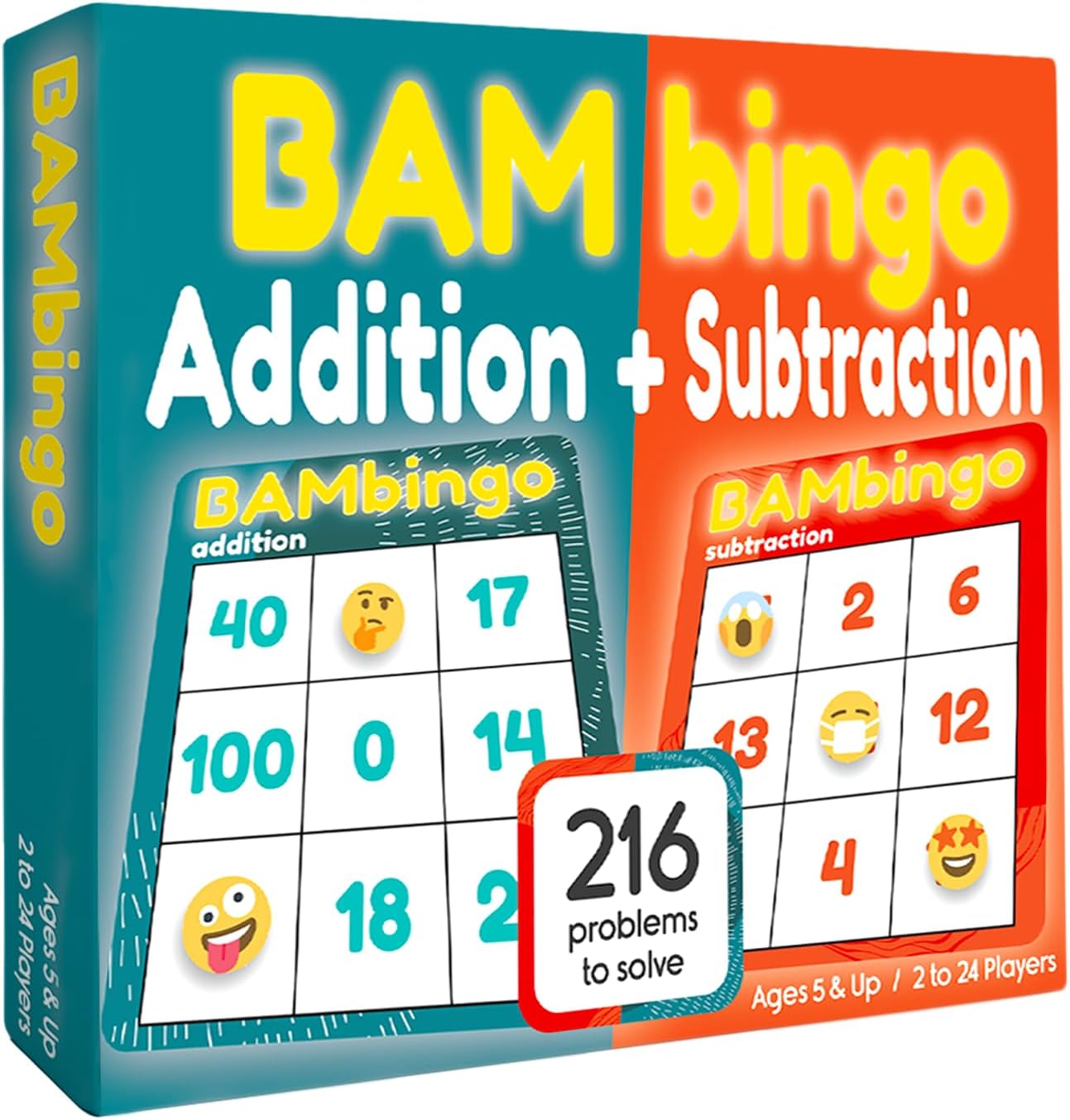 THE BAMBINO TREE Addition and Subtraction Facts Bingo Game - 1st 2nd & 3rd Grade Educational Math Learning for Classroom & Homeschool
