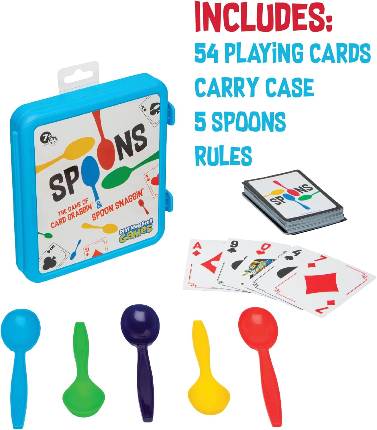 PlayMonster Spoons in a Case, Card Games for Kids - Spoons Game, Fun Family Games for Kids and Adults, Game Night, Travel Games, 3-6 Players, Ages 7+ - Image 6