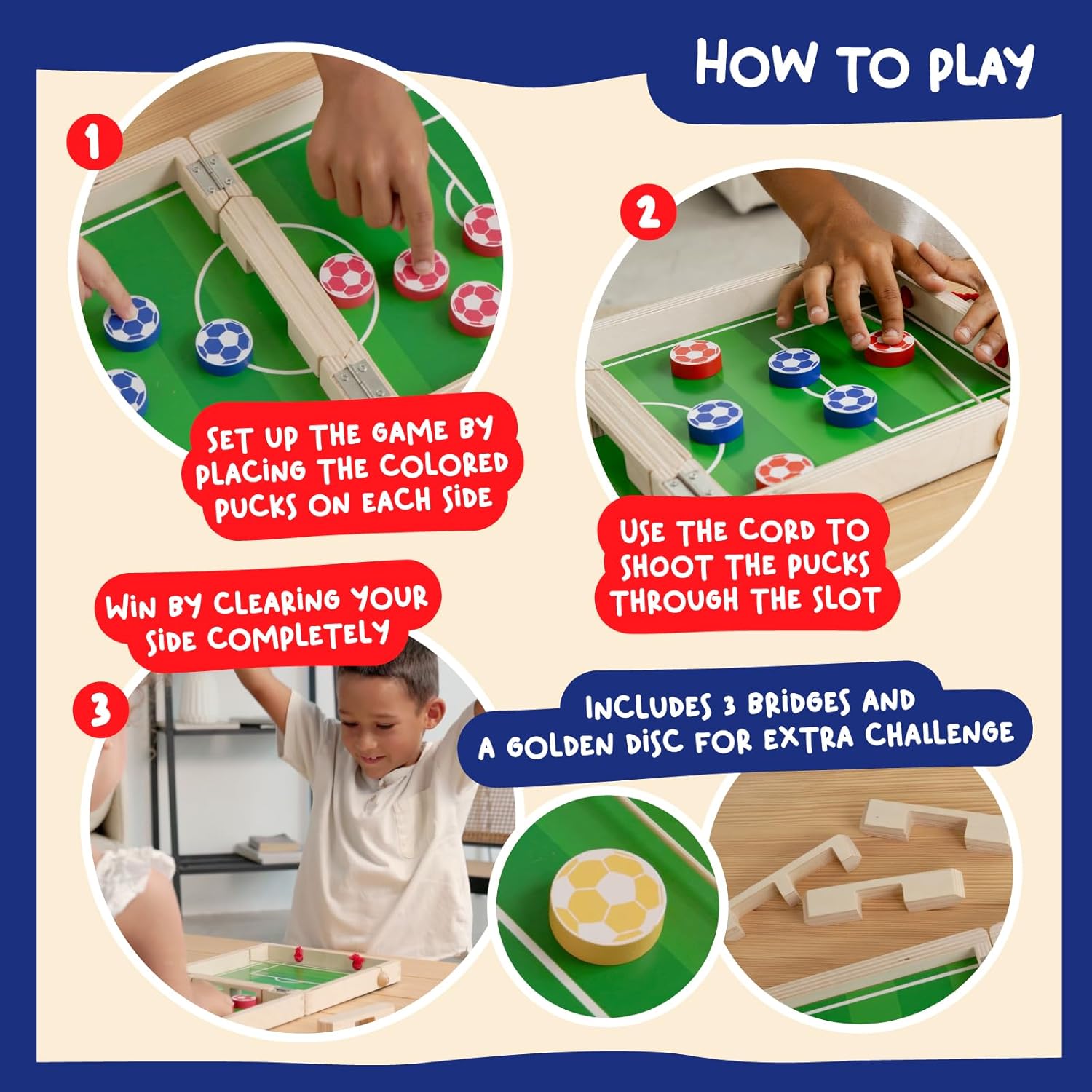 Nene Toys Sling Goal, Wooden Sling Puck Game for Kids & Adults – Fast-Paced Family Board Game for Kids 4+ Years – Portable Travel Yard Game – Indoor Outdoor Fun – Gift for Boys & Girls - Image 3