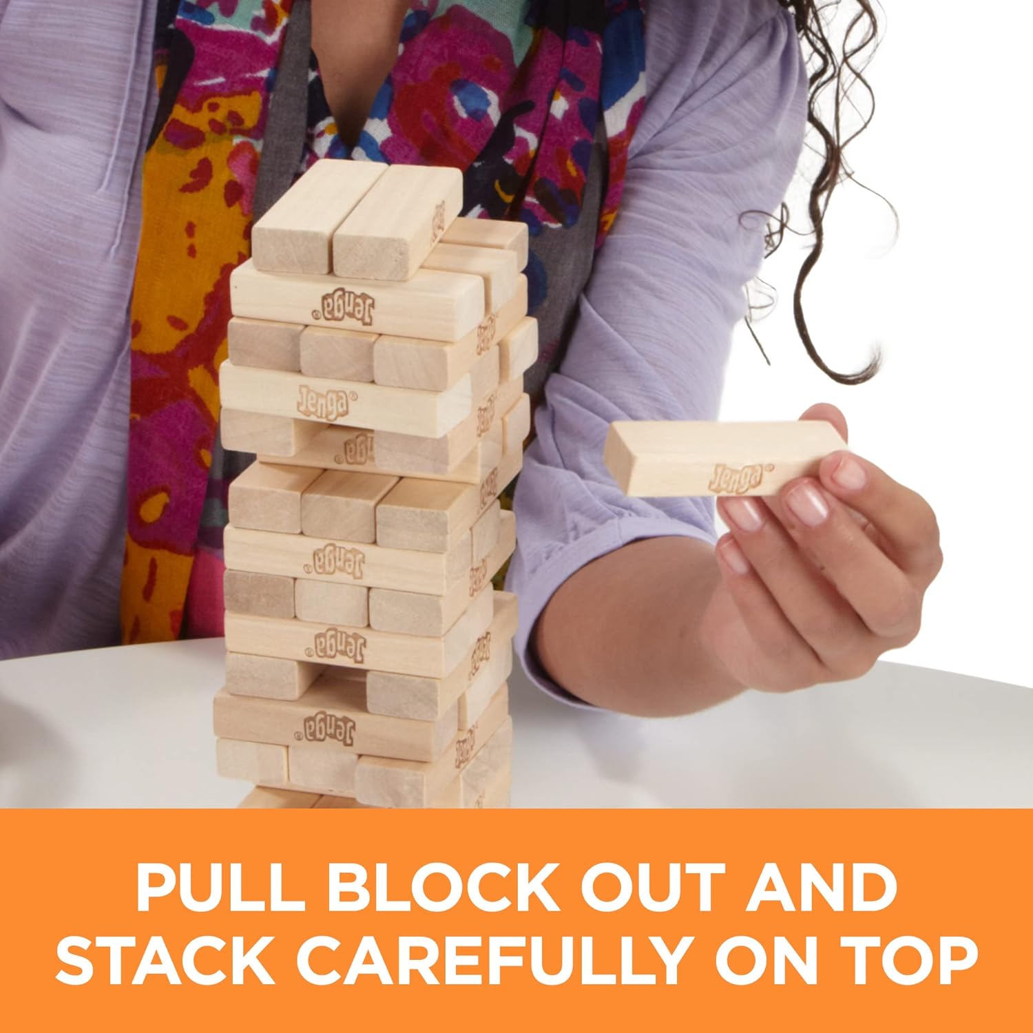 Hasbro Gaming Jenga Wooden Blocks Stacking Tumbling Tower Game | Party Games for Kids & Families | Stocking Stuffers | Ages 6+ (Amazon Exclusive) - Image 3