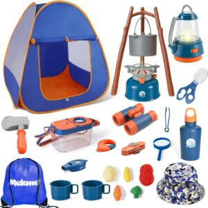 Meland Kids Camping Set with Tent – Camping Gear Toy with Pretend Play Outdoor Toy for Toddlers Birthday Gift