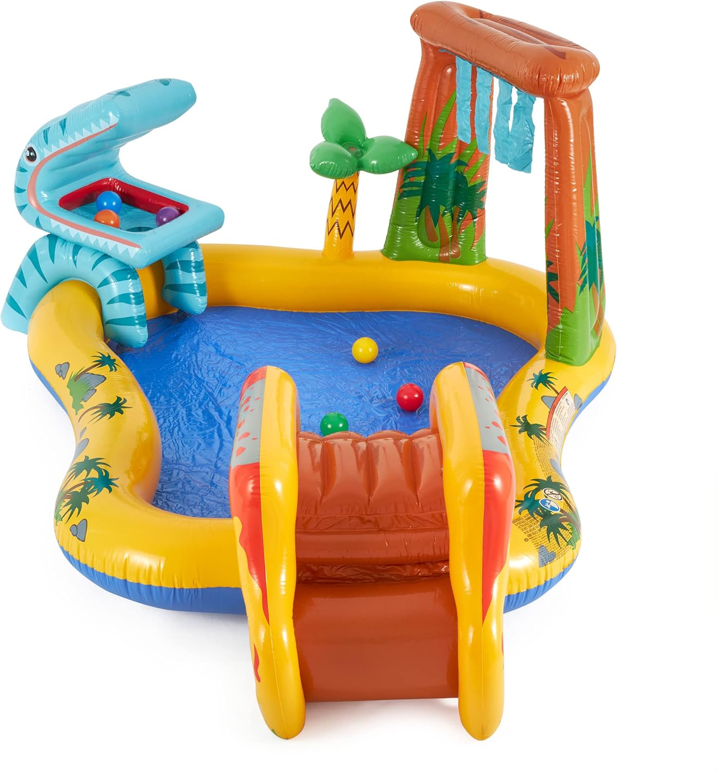 Intex Inflatable Dinosaur Play Center Outdoor Playhouse Inflatable Water Park with Kid Pool Slide, Water Sprayer, Waterfall, and 6 Balls, Multicolor - Image 7