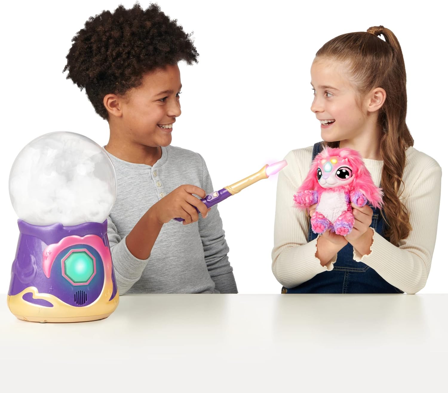 Magic Mixies Magical Misting Crystal Ball with Interactive 8 inch Pink Plush Toy and 80+ Sounds and Reactions - Image 5