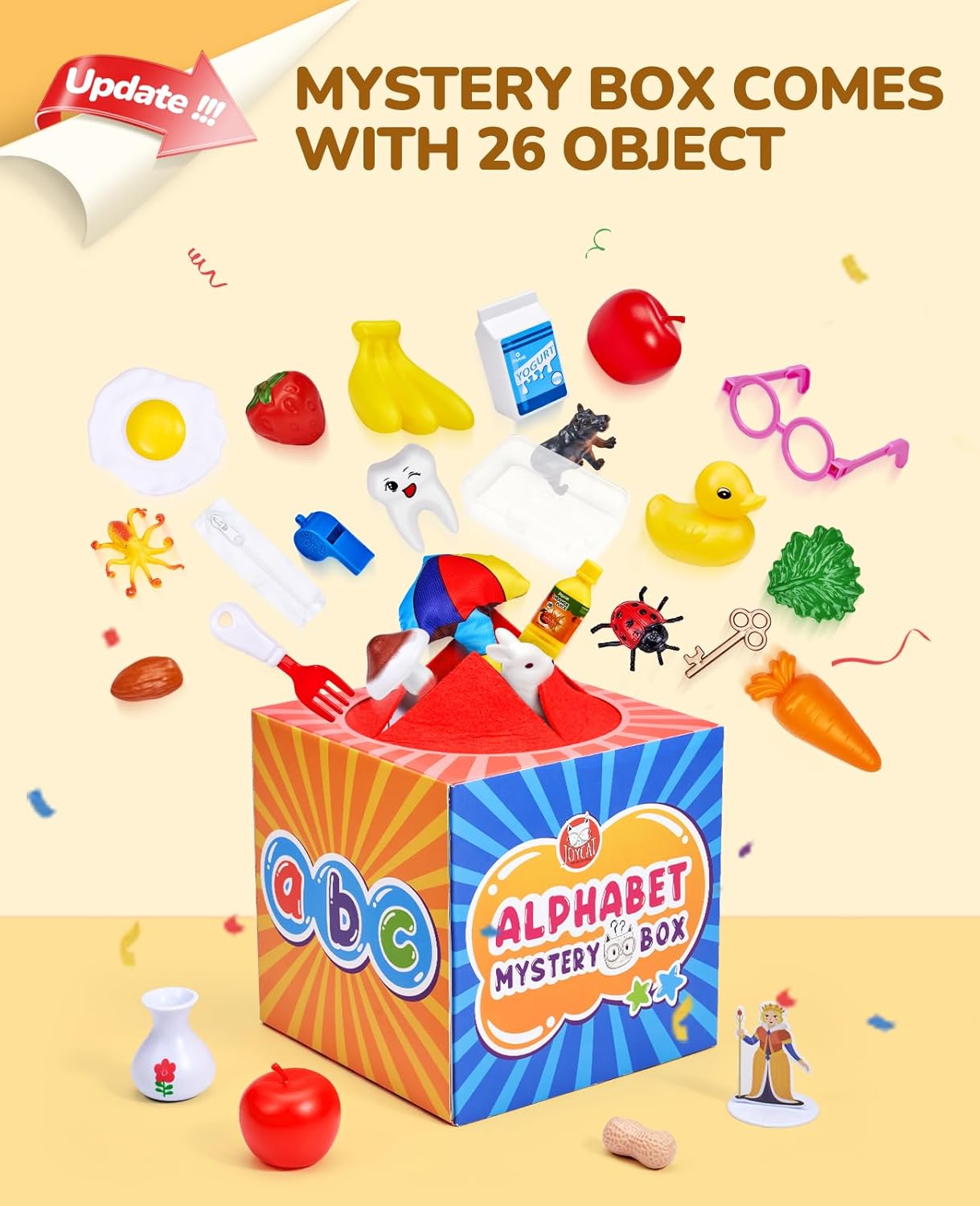 JoyCat Mystery Alphabet Box for Kids 26 PCS Letters Sorting Matching Game Activities Letter Sounds Fine Motor Learning Toys for Preschool Kindergarten Classroom - Easter Basket Stuffers Gifts - Image 4