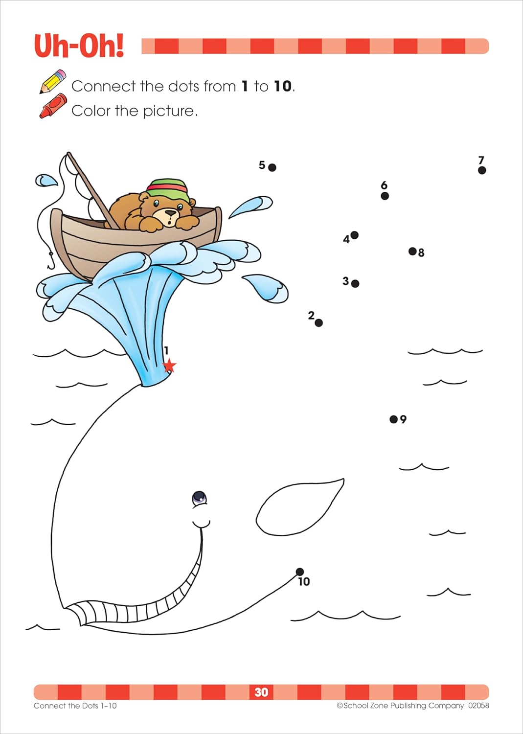 School Zone Connect the Dots Workbook: 32 Pages, Preschool, Kindergarten, Dot-to-Dots, Counting, Number Puzzles, Numbers 1-10, Coloring, Ages 3 to 5 (Get Ready! Book Series) - Image 7