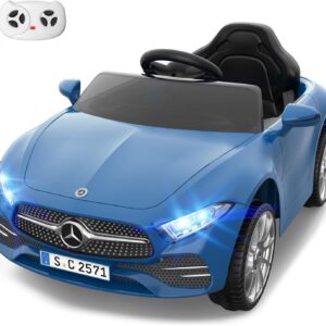 MINIATURE MOTORS 12V Licensed Electric Car with Remote Control, Kids Ride On Car with Bluetooth Music Player, 3.1MPH Max Speed, Battery Powered Toddler Roadster Birthday Gift for Boys and Girls-Blue
