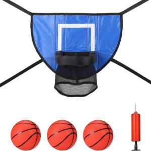 Trampoline Basketball Hoop Set, Trampoline Basketball Hoop Attachment Waterproof Basketball Goal for Trampoline Soft Basketball Game Accessories for All Ages Basketball Lovers