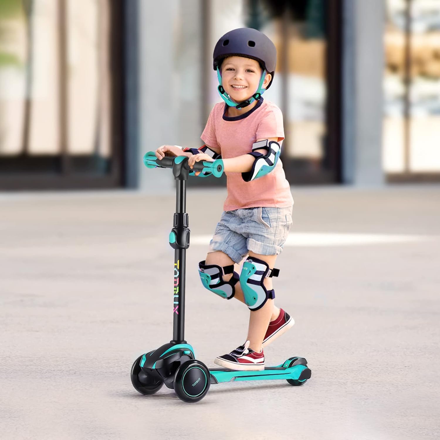 TONBUX Kids Scooter for Age 3-12, Toddler Scooter with 4 Adjustable Heights, Light Up 3-Wheels Scooter, Shock Absorption Design, Lean to Steer, Balance Training Scooter for Kids - Image 8