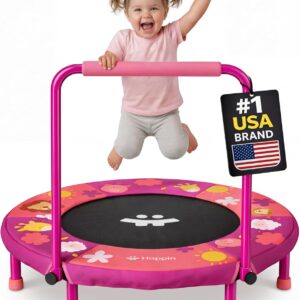 Happin® 36” Toddler Trampoline Indoor, Foldable Mini Trampoline for Kids Ages 2-6, ASTM Certified, Adjustable Handle, Safety Pad for Indoor & Outdoor, Baby Trampolines, for Boy & Girl