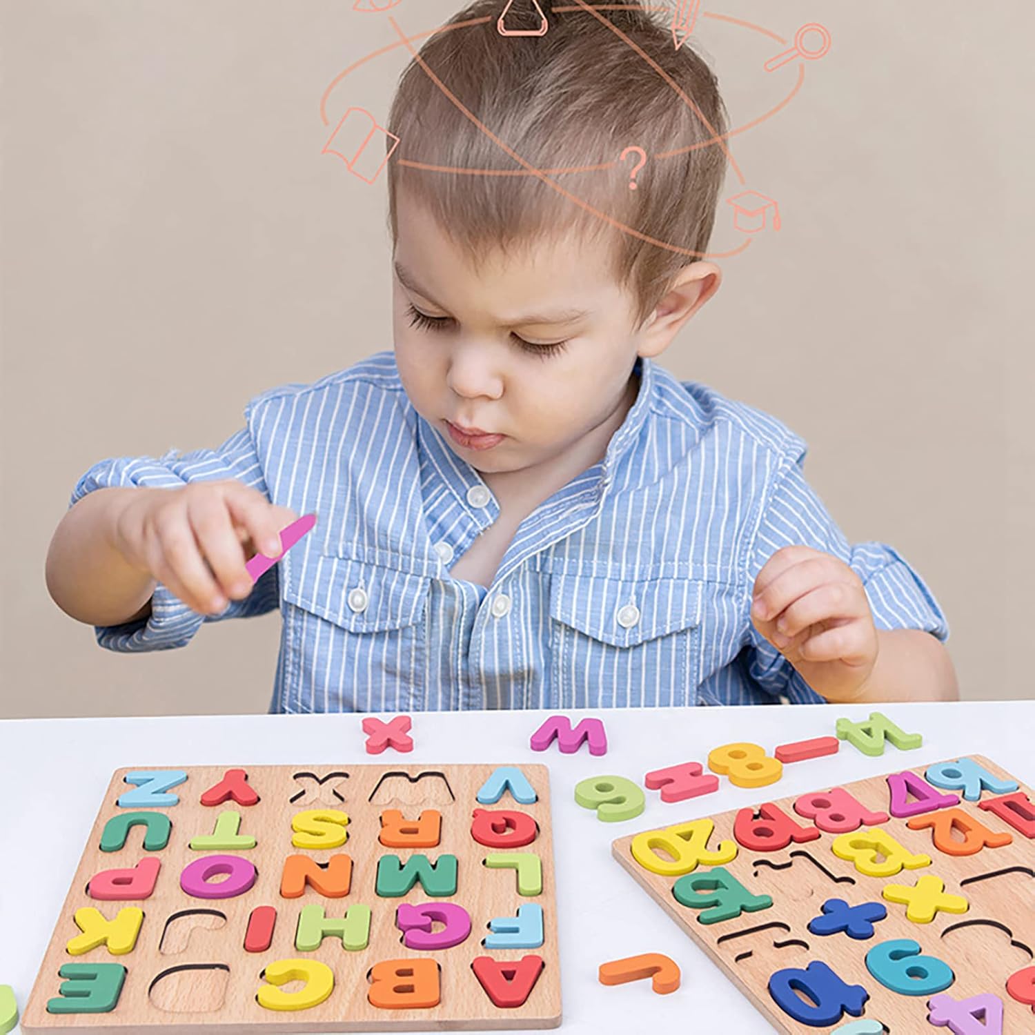 Wooden Puzzles for Toddlers, 3pack Alphabet Shape Puzzles for Kids 3 Wooden Montessori Toddler Alphabet Number Shape for Kids 3 Years Old Boys & Girls - Image 6