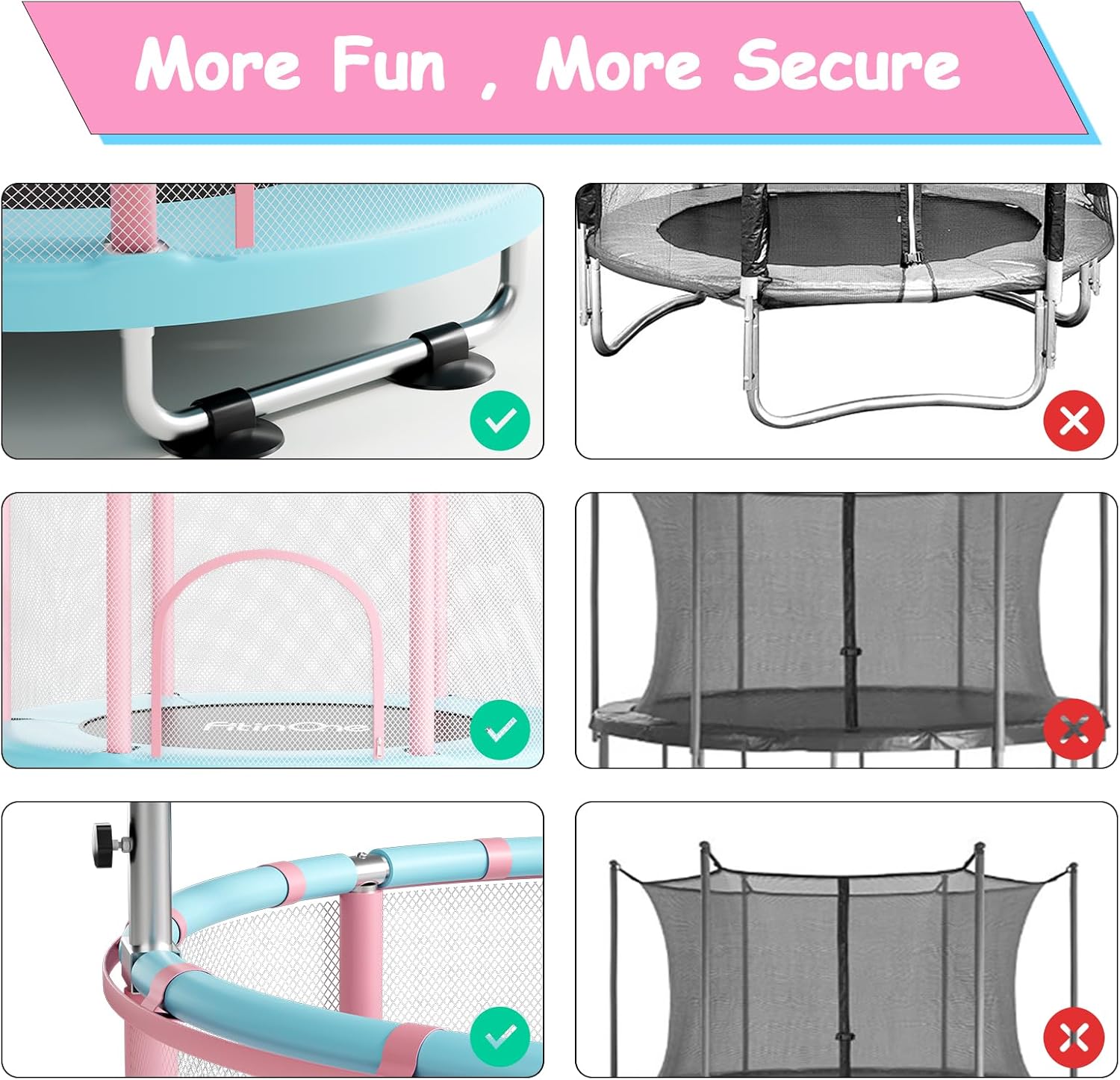 55" Toddler Mini Trampoline for Kids, Indoor Outdoor Toys with Swing, 440lbs Baby Kids Trampoline, Gymnastics Bar, Birthday Gifts for Boy Girl Age 1-8 - Image 6