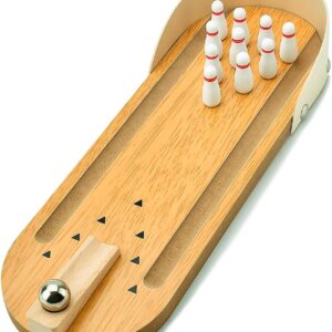 Tabletop Mini Bowling Game Set: Funny White Elephant Gifts for Adults Men Women Christmas Stocking Stuffers for Teens Boys Girls Kids Wooden Home Bowling Alleys Office Desk Toys Stress Relief Gadgets