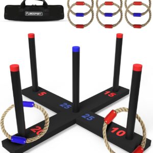 FLINGSPORT Ring Toss Game, Incl. 6 Rings, Case, Easter Gifts for Kids, Outdoor Yard Games for Kids Adults & Family, Backyard Party Activities, Gifts for Teens, Boys & Girls Ages 8-12+ Years Old