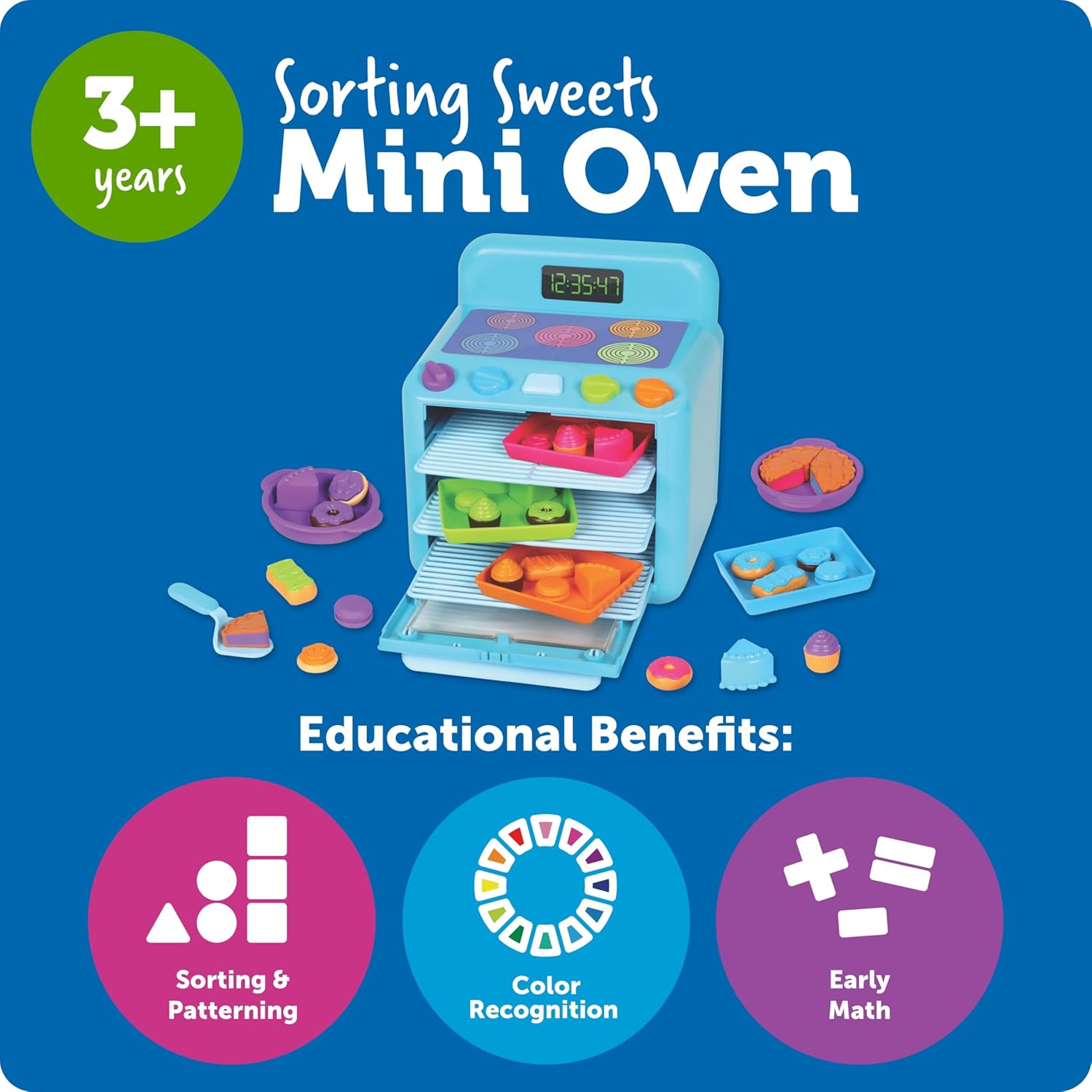 Learning Resources Sorting Sweets Mini Oven, Play Food, Kids Kitchen Playset, Pretend Play Toys, Mini Food, Sorting Toys, Montessori Cooking Set for Toddlers - Image 5
