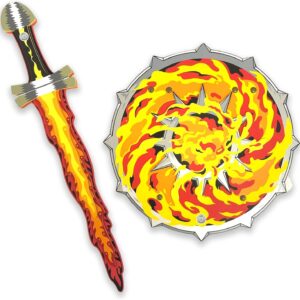 Liontouch – Fantasy Fire Flame Set | Foam Sword & Shield for Kids Age 3-8 Years | Medieval Pretend Play in Roaring Fire Style | Safe Toy Weapons & Battle Accessories for Boys’ Dress Up & Costumes