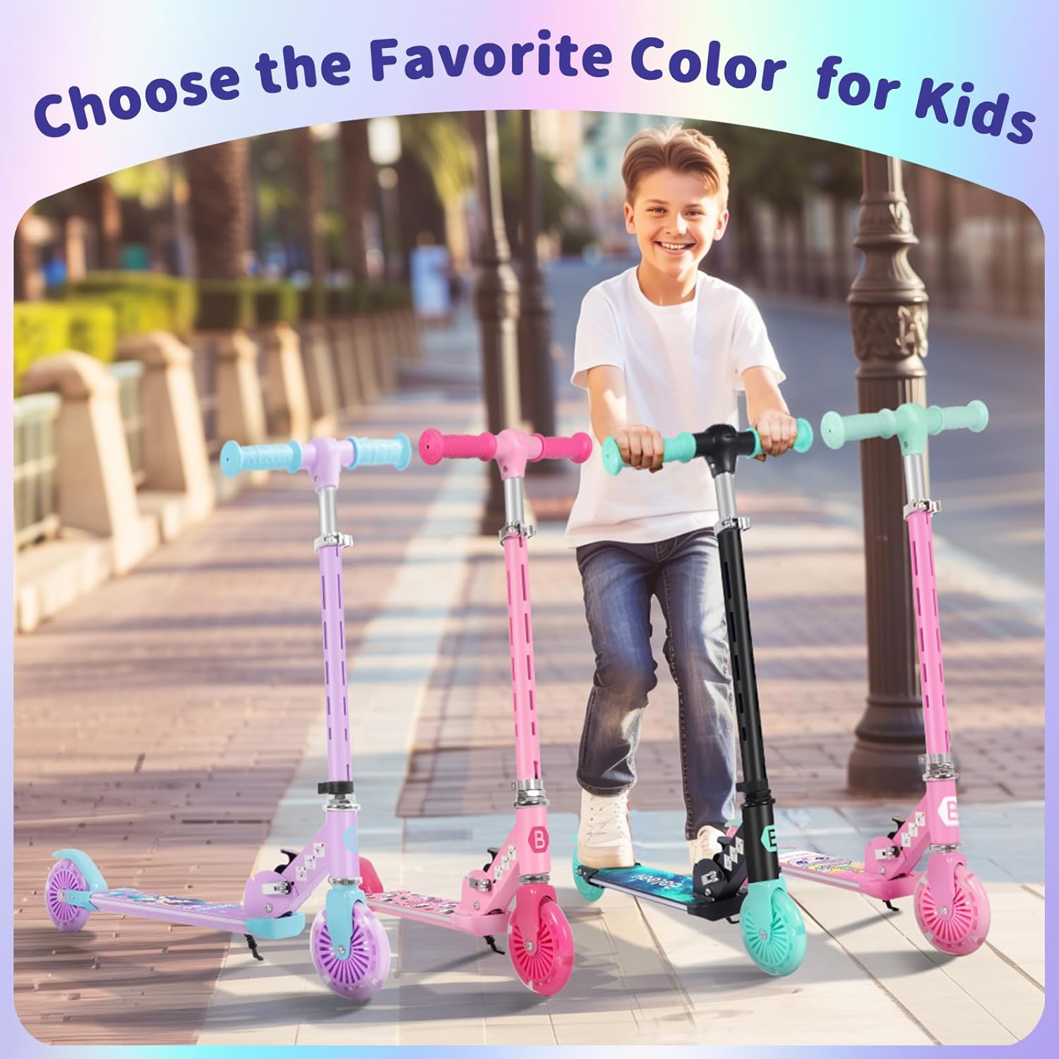 BELEEV V3 Scooter for Kids with Light-Up Wheels & Stem & Deck, 2 Wheel Folding Scooter for Girls Boys, 4 Adjustable Height, Lightweight Kick Scooter with Handy Kickstand for Children Ages 3-12 - Image 7