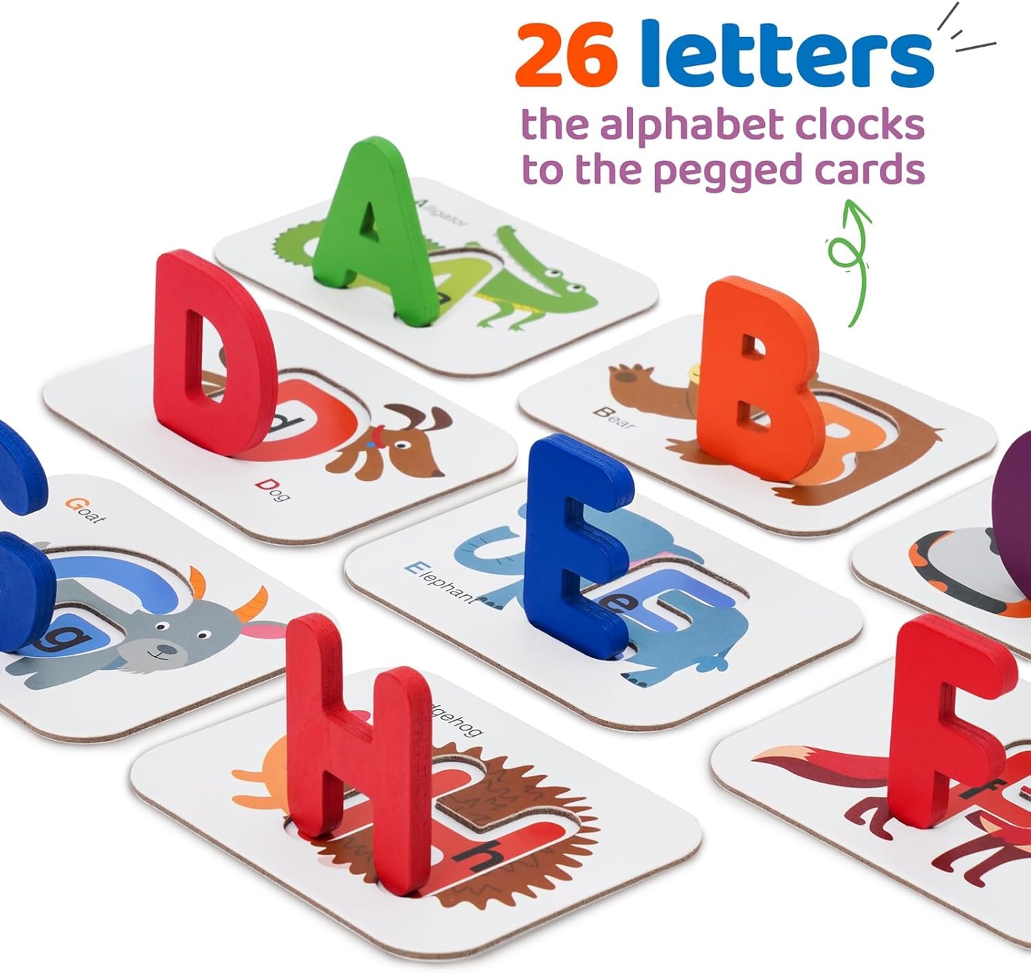 LiKee Alphabet Flash Cards Wooden Letter Puzzle ABC Sight Words Matching Games Counting Board Preschool Educational Montessori Toys for Toddlers Boys Girls 3+ Years (36 Cards& 37 Wood Pieces) - Image 3