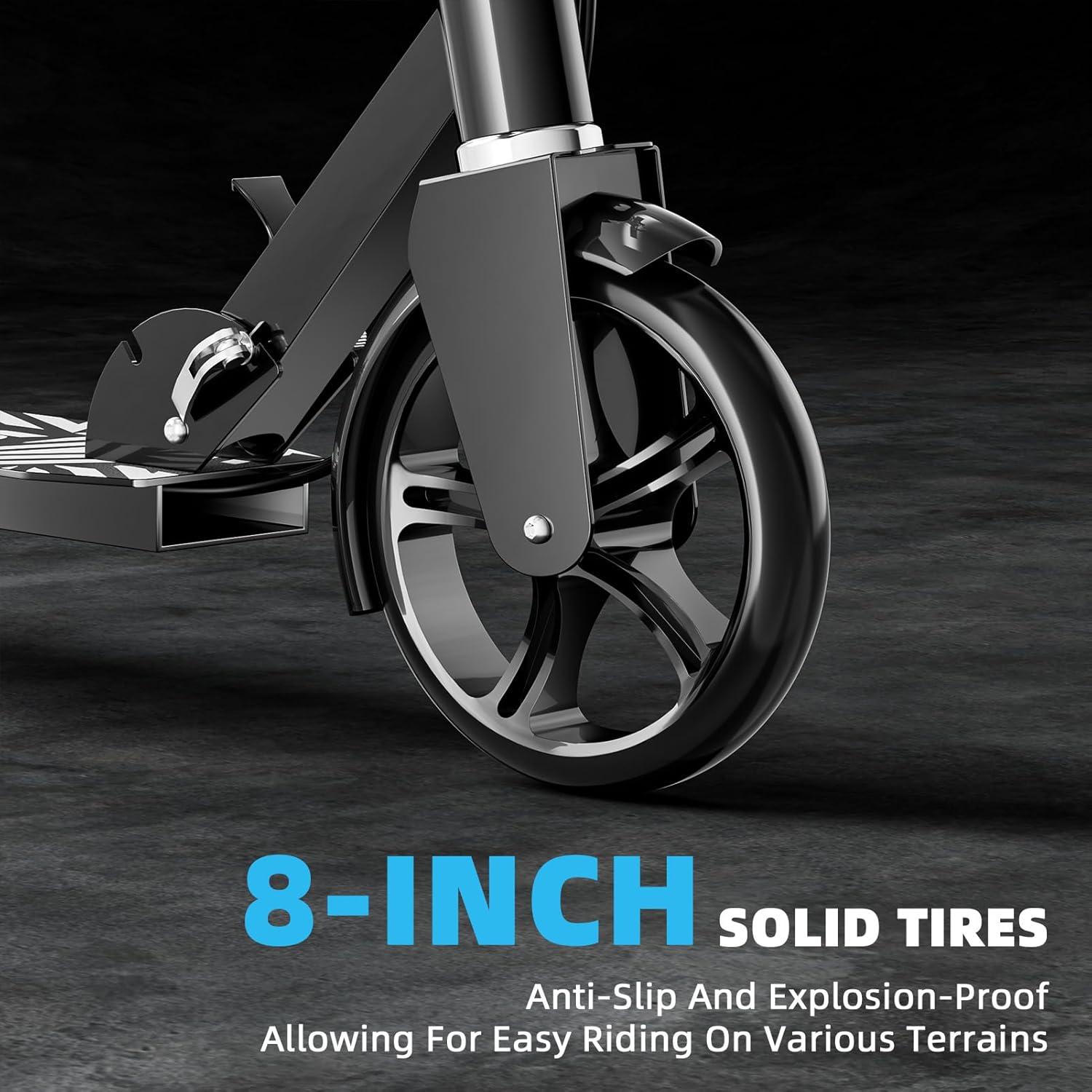 Scooters for Kids 8-12, Teens & Adults - Lightweight, Foldable, 8-Inch Big Wheels, Hand Brake & Bell, 4 Adjustable Height Levels, 240 lbs Max Load, Perfect for School, Campus and Park Rides - Image 4