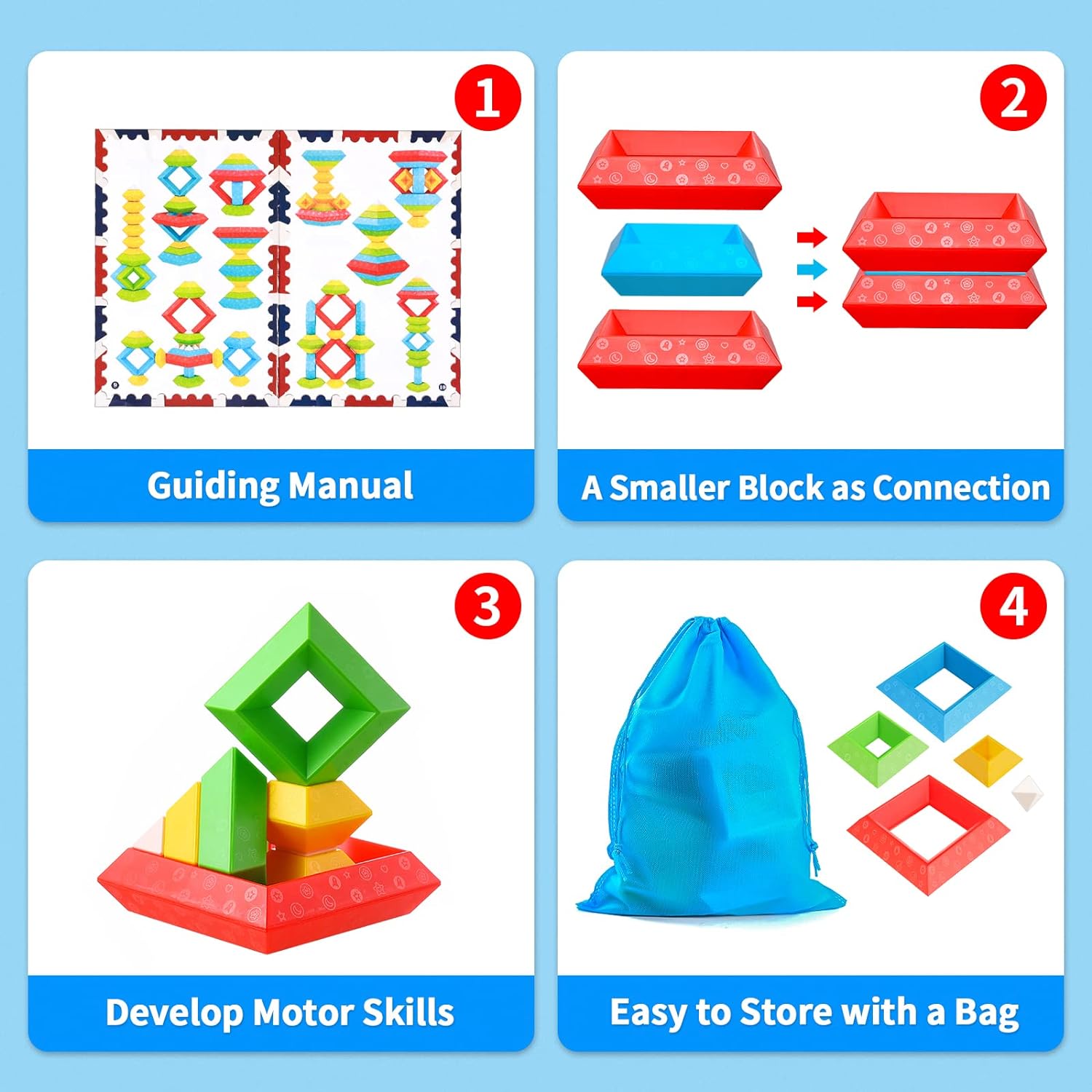 Hieoby Montessori Toys for 1 2 3 4 Year Old Boys Girls Toddlers Preschool Learning Activities 30Pcs Building Blocks Stacking Educational Toys STEM Sensory Gifts for Kids Age 1-2 2-4 - Image 3