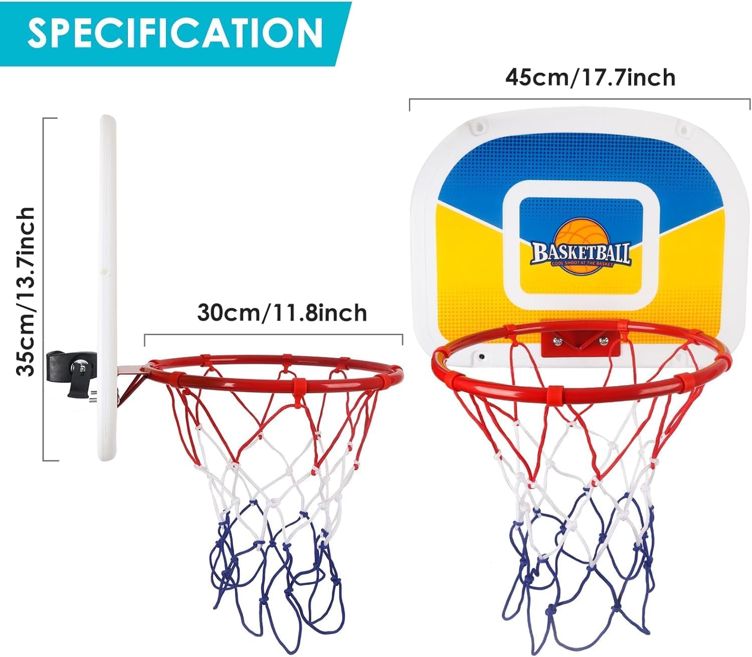Trampoline Basketball Hoop with 2 Mini Basketball Easy to Install, Upgraded Basketball Hoop for Trampoline Dunk, Fit for Straight and Curved Pole,for Indoor and Outdoor Use - Image 6